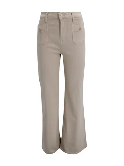 7 For All Mankind High-waisted Beige Denim Jeans In Gray