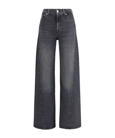 7 For All Mankind High-waisted Denim Pants In Gray