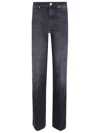 7 For All Mankind High-waisted Flared Jeans With Subtle Whiskering In Black