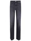 7 For All Mankind High-waisted Flared Jeans With Subtle Whiskering In Black