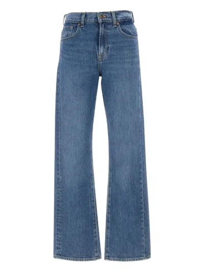 7 For All Mankind High-waisted Logo-patch Jeans In Blue