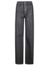 7 For All Mankind High-waisted Straight-leg Pants With Elasticized Structure In Gray