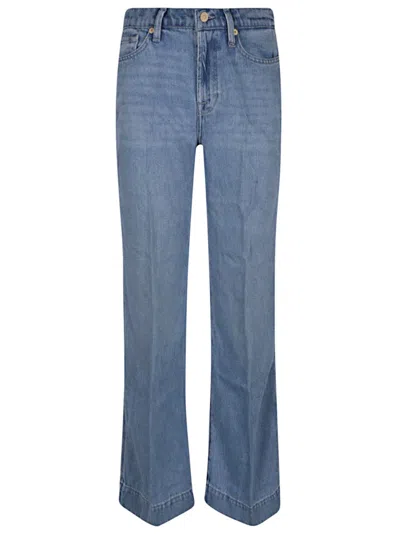 7 For All Mankind High-waisted Tencel-cotton Flared Jeans In Blue
