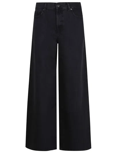 7 For All Mankind High-waisted Wide-leg Jeans With Bold Cuffs In Black