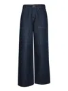 7 For All Mankind High-waisted Wide-leg Jeans With Contrast Stitching In Blue