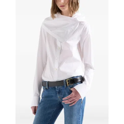 7 For All Mankind High-neck Cotton Shirt In White