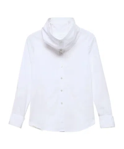 7 For All Mankind High-neck Long-sleeve Shirt In White
