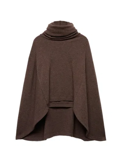 7 For All Mankind High-neck Shawl-sleeve Sweater In Brown