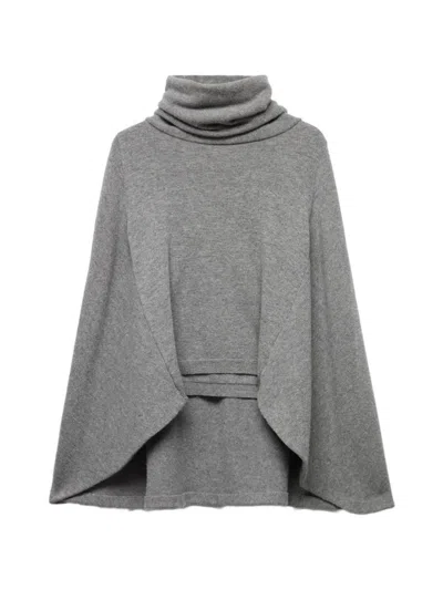 7 For All Mankind High-neck Shawl-style Sweater In Grey