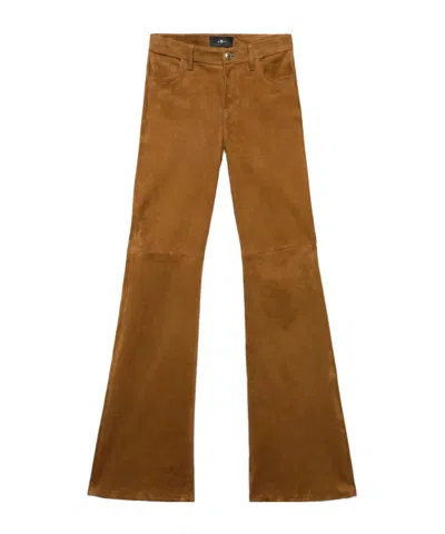 7 For All Mankind Highrise Flared Trousers In Brown