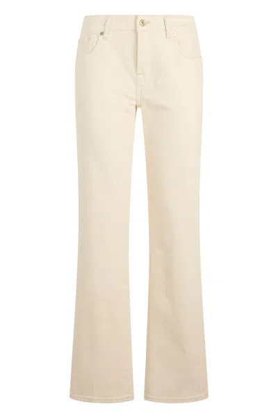 7 For All Mankind High-waisted Straight Cotton Jeans In White
