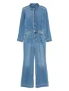 7 For All Mankind Long-sleeved Denim Jumpsuit In Blue