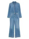 7 For All Mankind Long-sleeved Denim Jumpsuit In Blue