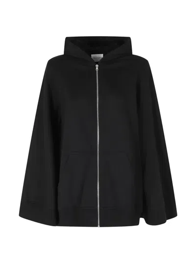 7 For All Mankind Hooded Zip-up Cape In Black