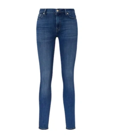 7 For All Mankind Hw High-waist Skinny Jeans In Blue