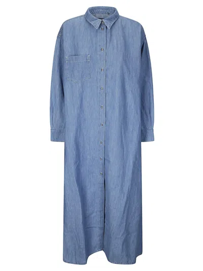 7 For All Mankind Icy Maxi Shirt Dress In Blue
