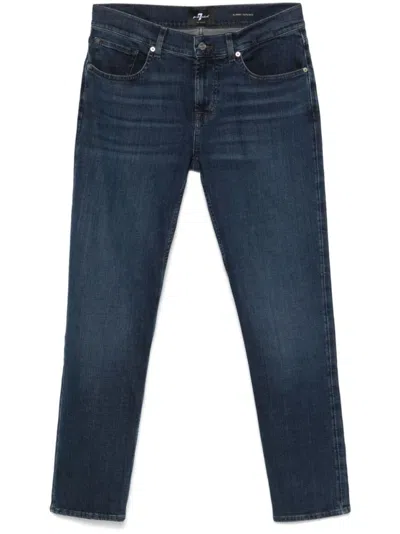 7 For All Mankind Indigo Blue Cotton Blend Denim Jeans