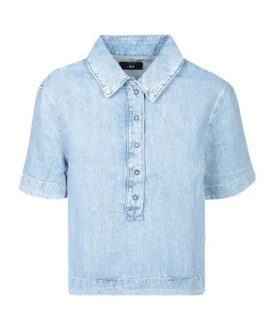 7 FOR ALL MANKIND INDIGO LINEN POLO