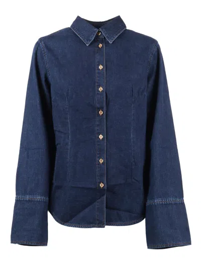 7 For All Mankind Indigo Soul Shaped Denim Shirt In Blue