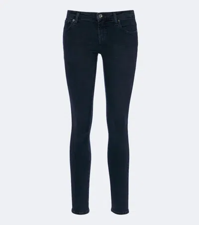 7 For All Mankind Inkstone Low-rise Skinny Jeans In Blue