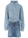 7 For All Mankind Short Denim Dress With Pockets And Belt Loops In Blue