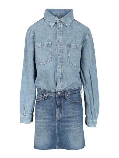 7 For All Mankind Ipanema Mini Dress In Blue