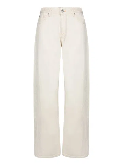 7 For All Mankind Ivory Straight Jeans In White