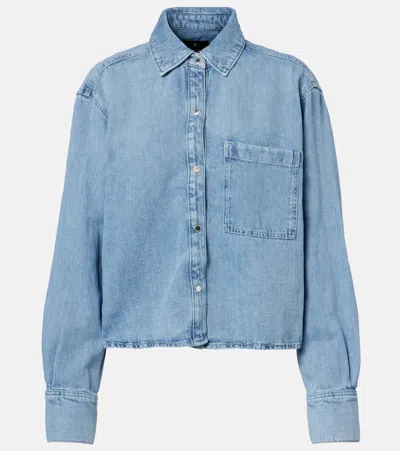 7 For All Mankind Ivy Cotton And Linen Denim Shirt In Blue