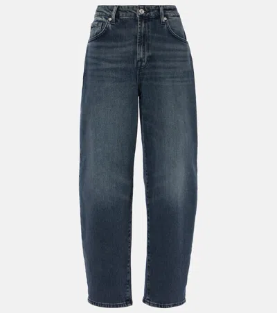 7 For All Mankind Jayne High-rise Tapered Jeans In Grey
