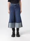 7 For All Mankind Wide-leg Jeans With Belt Loops And Contrast Hem In Blue