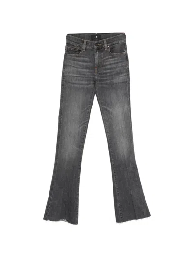 7 For All Mankind Frayed-hem Bootcut Jeans In Gray