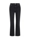 7 For All Mankind High-rise Cotton Denim Pants With Fringed Hem In Black