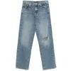 7 For All Mankind Tess Trouser Kansas Distressed Faded Five-pocket In Blue