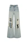 7 For All Mankind Wide-leg Distressed Denim Jeans With Belt Loops In Blue