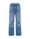 7 For All Mankind Wide Leg Cotton Jeans In Blue