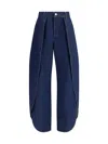 7 For All Mankind Womens Blue Petal Tulip Barrel-leg Denim Jeans In Blue