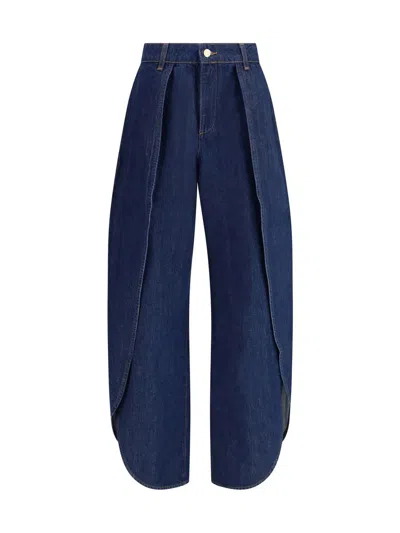 7 For All Mankind Womens Blue Petal Tulip Barrel-leg Denim Jeans