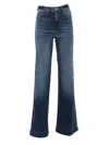 7 For All Mankind Womens Gran Canyon Modern Dojo Flared-leg High-rise Denim-blend Jeans In Blue