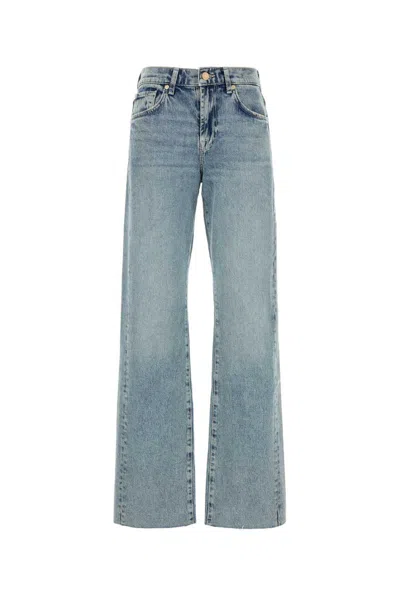 7 For All Mankind Womens Amuse Me Lotta Flared Straight-leg Mid-rise Stretch-denim Blend Jeans In Blue