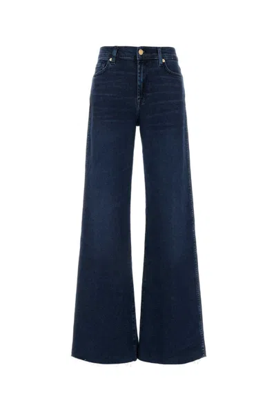 7 For All Mankind Wide-leg Jeans With Five-pocket Design In Blue