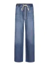 7 For All Mankind Wide Leg Denim Trousers With Elastic Band In Blue