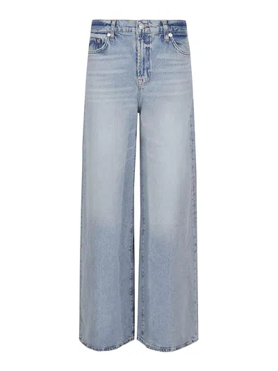7 For All Mankind Marie Wide Leg Trousers With Bold Cuffs In Blue