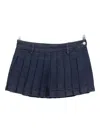 7 For All Mankind Mini Skirt With Pleated Design And Belt Loops In Blue