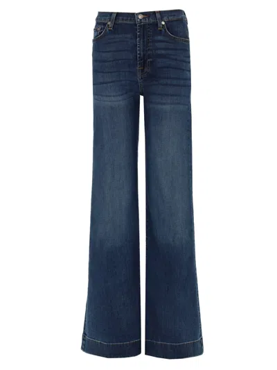 7 For All Mankind Dojo Flare Jeans Five Pocket Belt In Blue