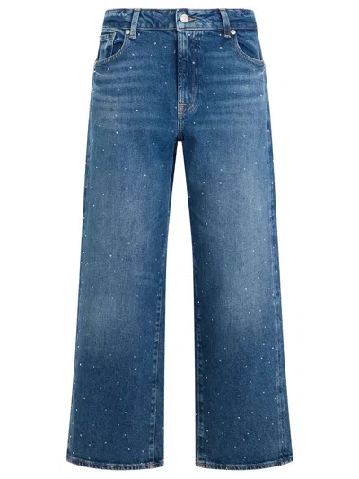7 For All Mankind High Rise Wide Leg Embellished Denim Jeans In Multi