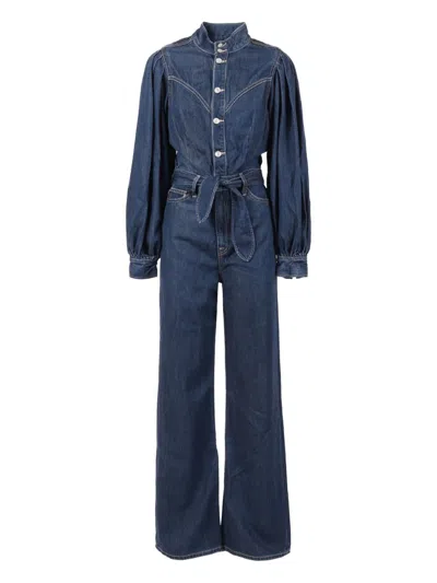 7 FOR ALL MANKIND JO TIE-WAIST LONG-SLEEVE JUMPSUIT