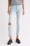 7 For All Mankind Josefina Ripped Straight Leg Crop Jeans In Lv Sandlwd