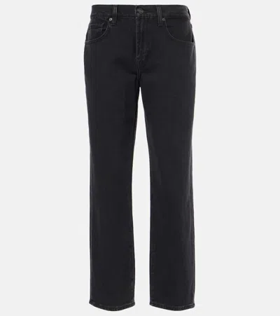 7 For All Mankind Julia Mid-rise Straight Jeans In Black