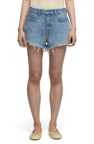 7 For All Mankind June High Waist Cutoff Denim Shorts In Blue