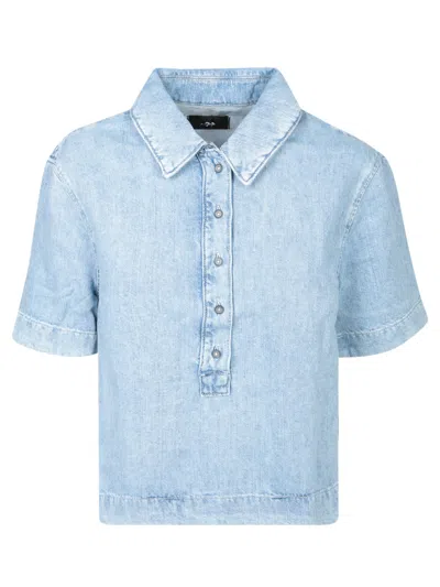 7 For All Mankind Kansas Celeste Denim Top In Blue